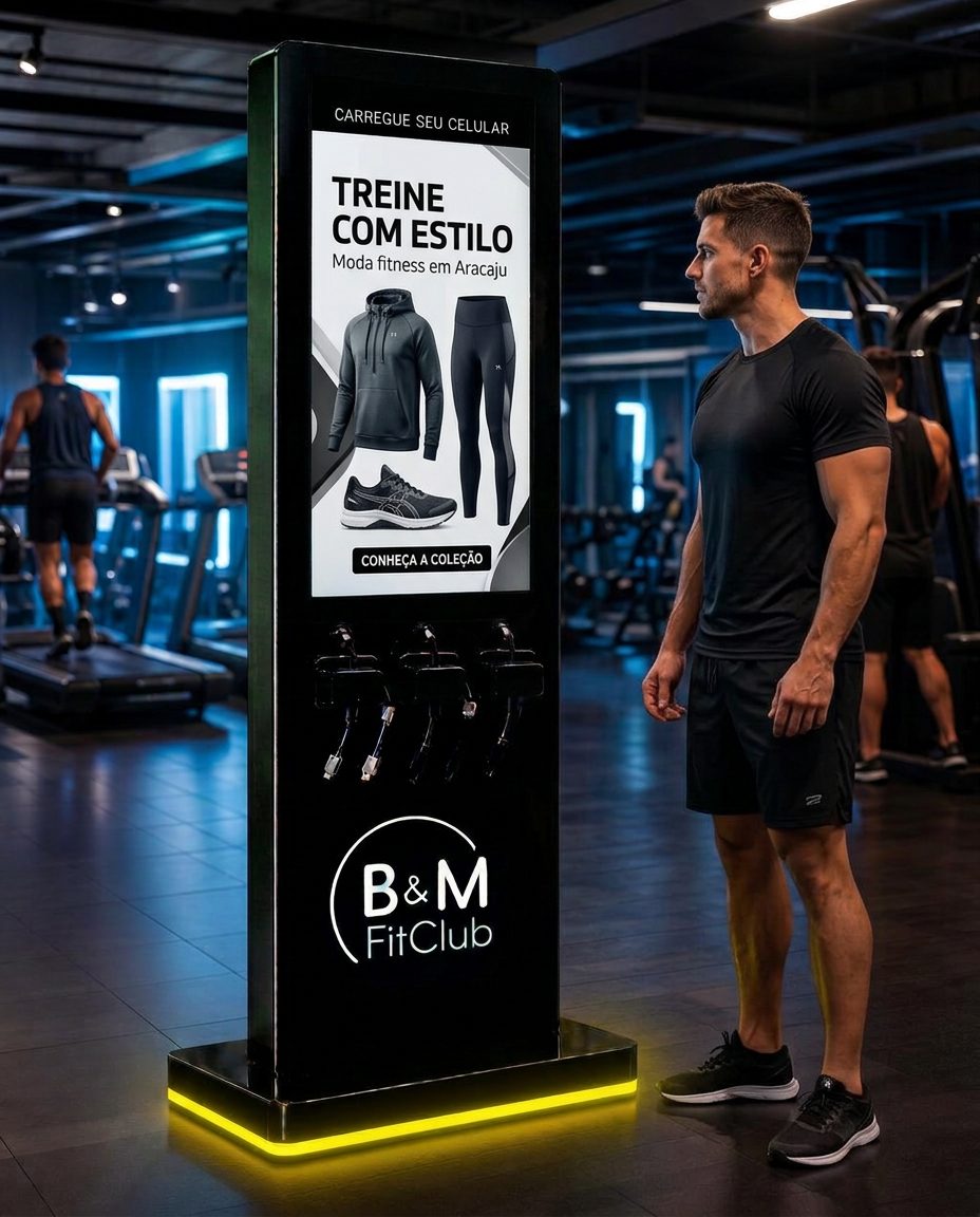 Simulação de anúncio de moda no totem